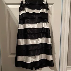 black and white strapless dress